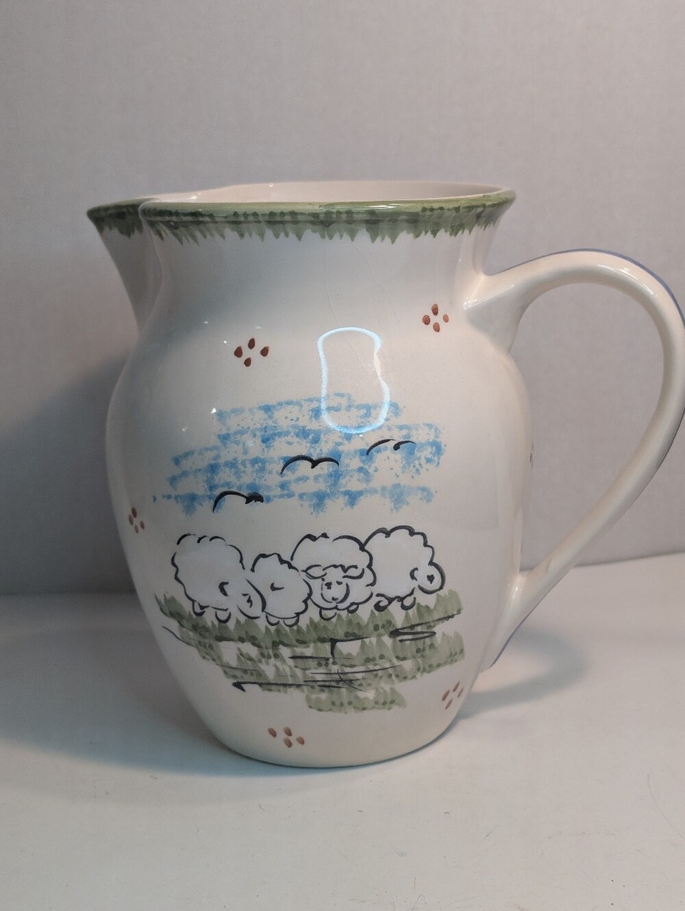 Marianne Finlayson Stow Pottery Creamer/Pitcher Sheep Farmhouse Scotland Vintage